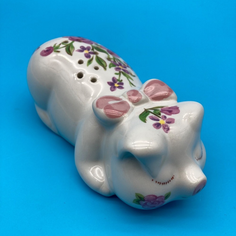 Vintage Avon Pampered Piglet Potpourri Holder Ceramic Pomander Floral 1978